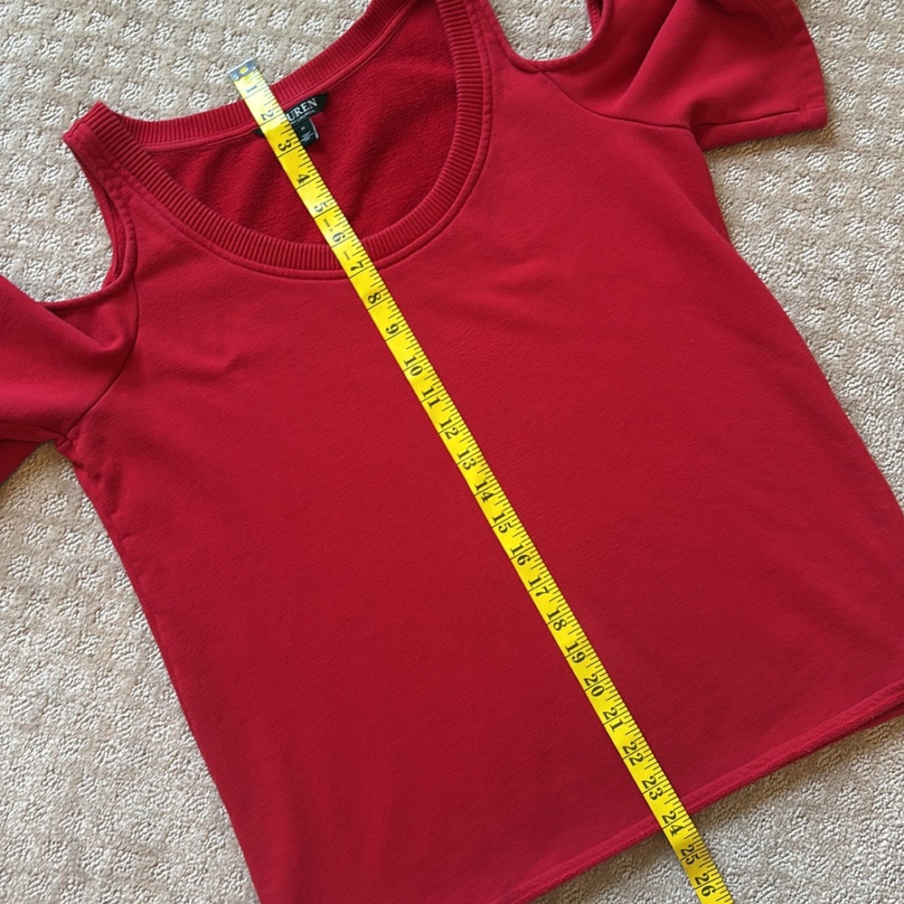 Lauren Ralph Lauren Vibrant Red Cold Shoulder Blouse - Picture 5 of 7
